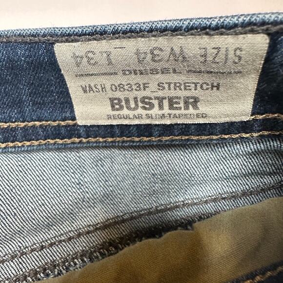 Diesel Buster Jeans Mens Regular Slim Tapered Stretch Tag is 34x34 Distressed - Picture 9 of 16